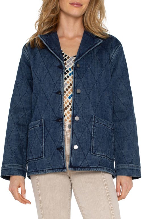 Shop Liverpool Notched Collar Quilted Denim Jacket In Redlands