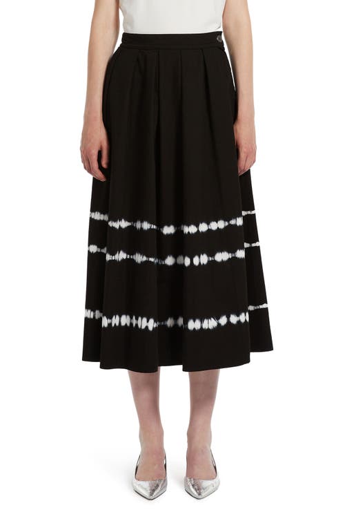 Fornovo Stripe Tie Dye Midi Skirt in Black