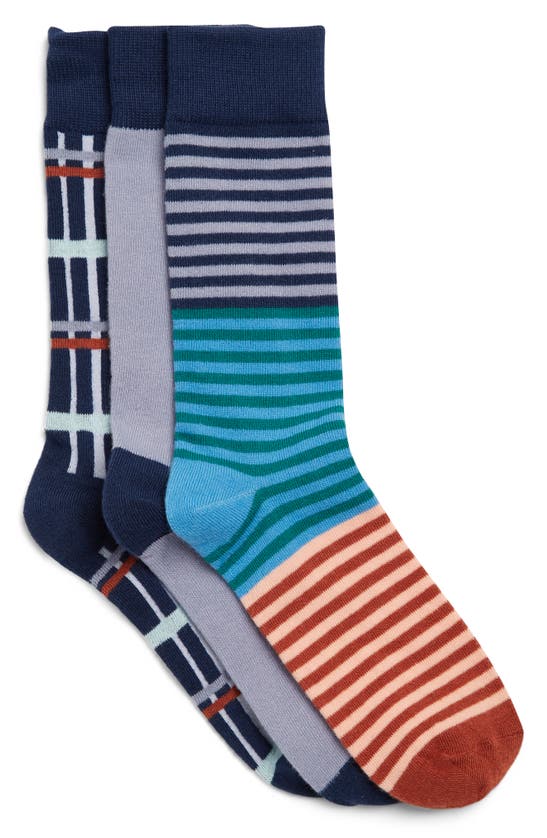 Nordstrom Rack Ultra Soft Patterned Crew Socks In Purple Cosmic Check Multi