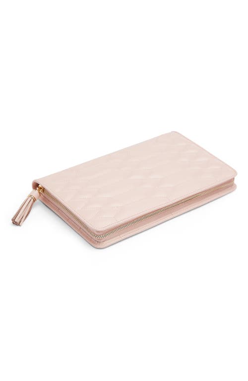 Wolf Caroline Large Leather Jewelry Travel Case In Rose Quartz