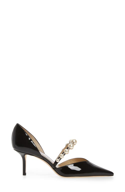 Shop Jimmy Choo Aurelie Imitation Pearl Strap Pointed Toe Pump In Black/white