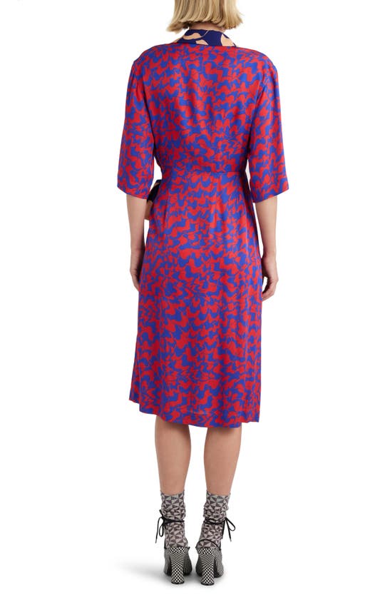 Shop Dries Van Noten Mixed Abstract Print Wrap Dress In Red 352