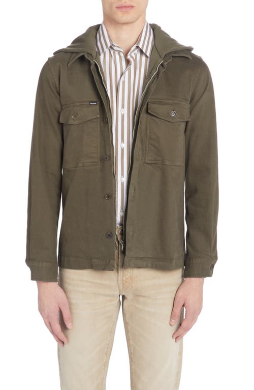 TOM FORD Hooded Utility Overshirt Deep Olive at Nordstrom, Eu