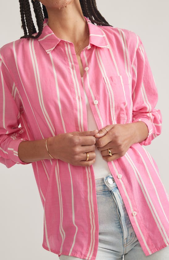 Shop Marine Layer Easy Stripe Button-down Shirt In Pink Stripe