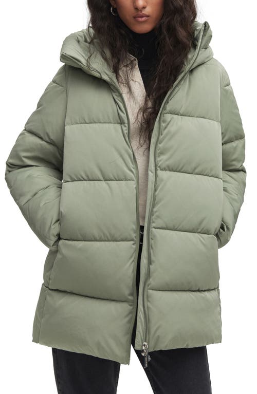 MANGO Hooded Water Repellent Puffer Coat Green at Nordstrom,