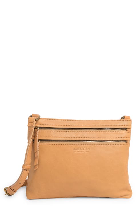 Leather crossbody bag with all-over embossed eagle