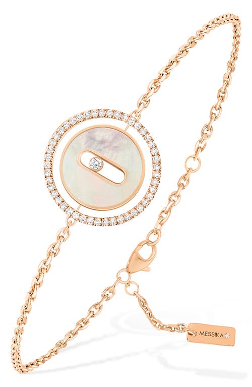 Messika Lucky Move Mother-of-Pearl & Diamond Pendant Bracelet in Pink Gold at Nordstrom