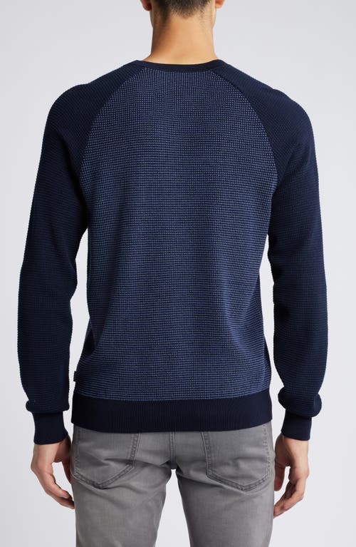 Shop Hugo Boss Boss H-dairon Crewneck Virgin Wool & Cotton Sweater In Dark Blue