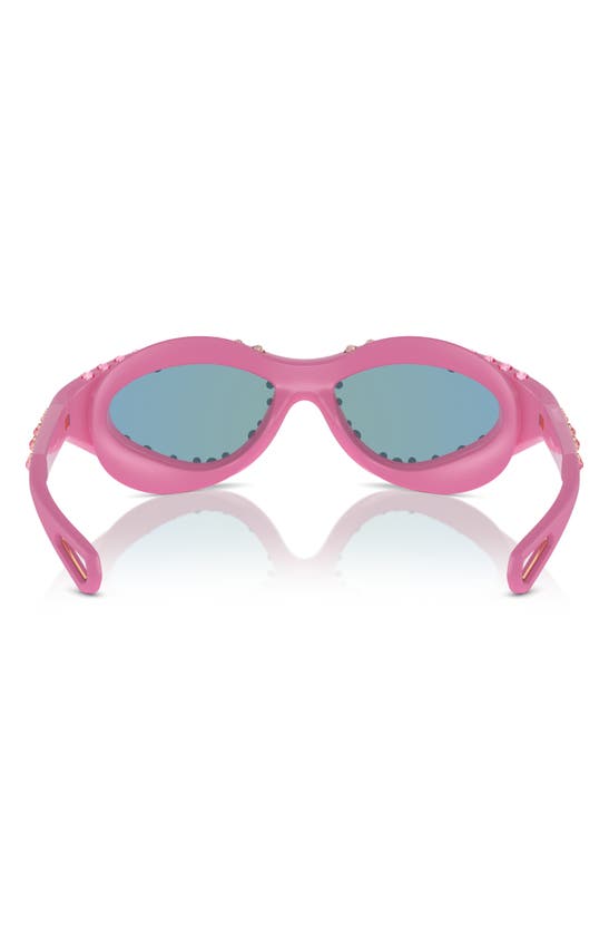 Shop Swarovski 42mm Wraparound Sunglasses With Strap In Pink