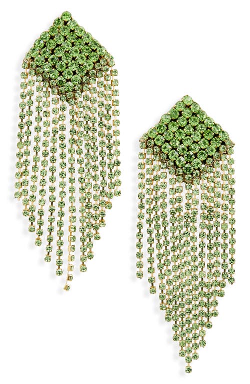 Deepa Gurnani Niomi Crystal Fringe Drop Earrings In Green
