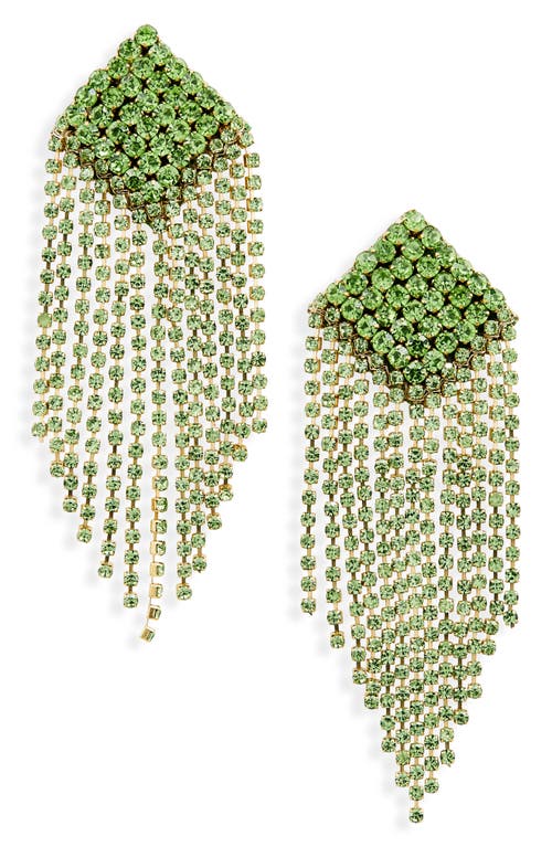 Shop Deepa Gurnani Niomi Crystal Fringe Drop Earrings In Lime