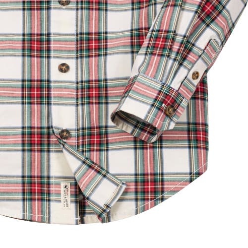 Hope & Henry Baby Boys' Stretch Poplin Button Down Shirt, Infant In Ivory Holiday Tartan