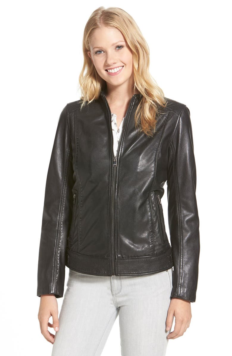 LAMARQUE Stand Collar Leather Jacket | Nordstrom