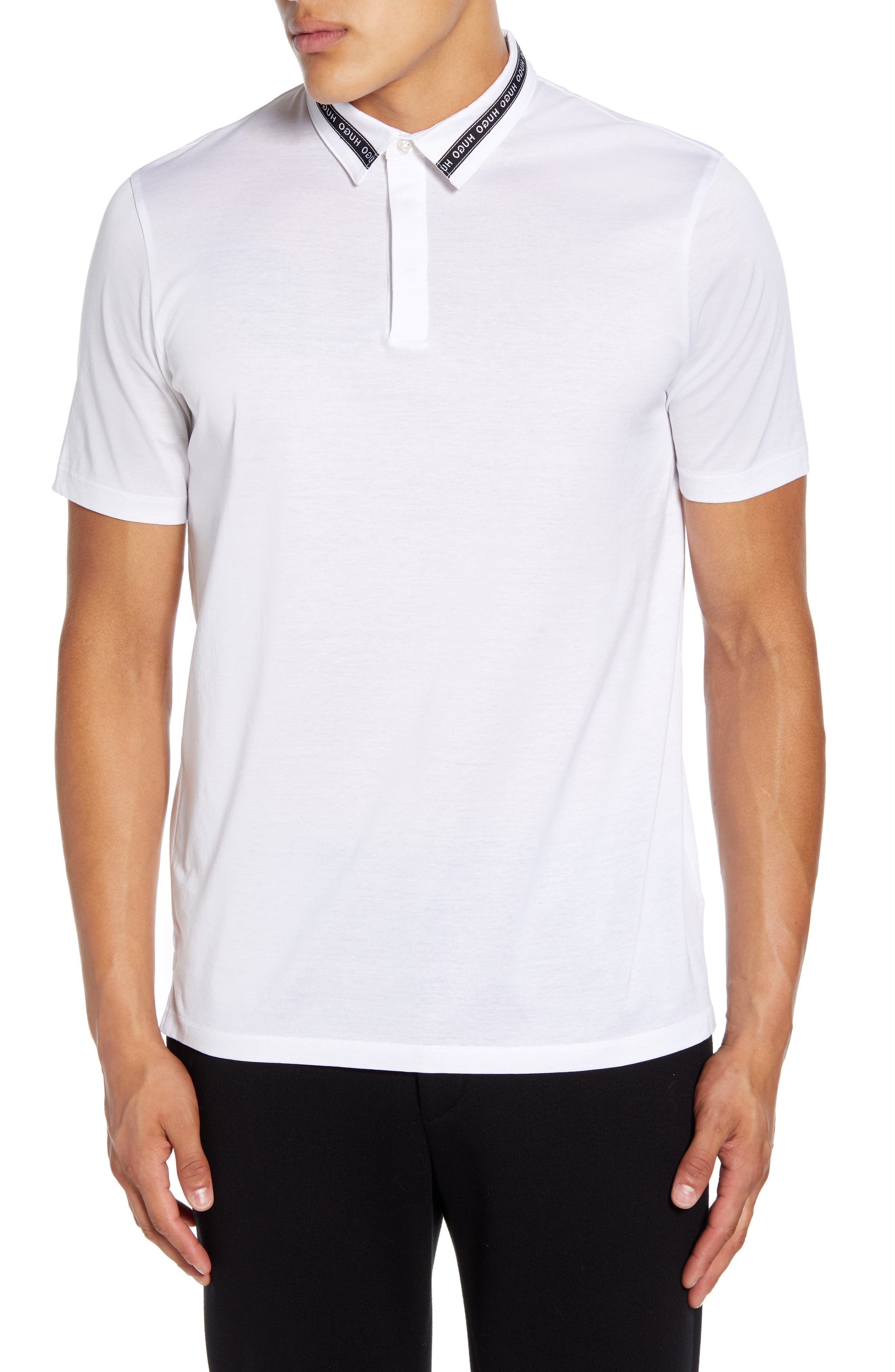 UPC 747476624483 product image for Men's Hugo Divorno Slim Fit Short Sleeve Polo Shirt, Size X-Large - White | upcitemdb.com
