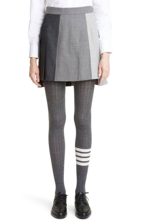 Thom Browne Colorblock Pleated Wool Miniskirt in Dark Grey 025 at Nordstrom, Size 12 Us