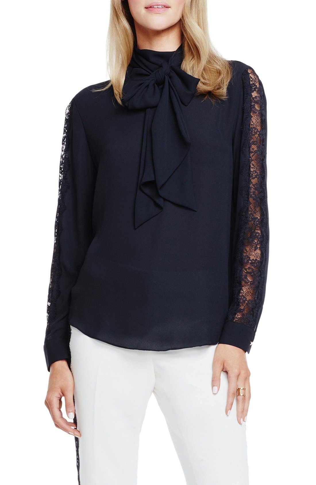 vince camuto tie neck blouse