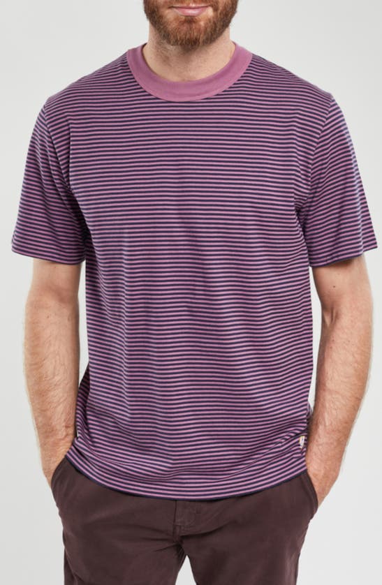 Shop Armor-lux Heritage Stripe T-shirt In Purple/ Marine Deep