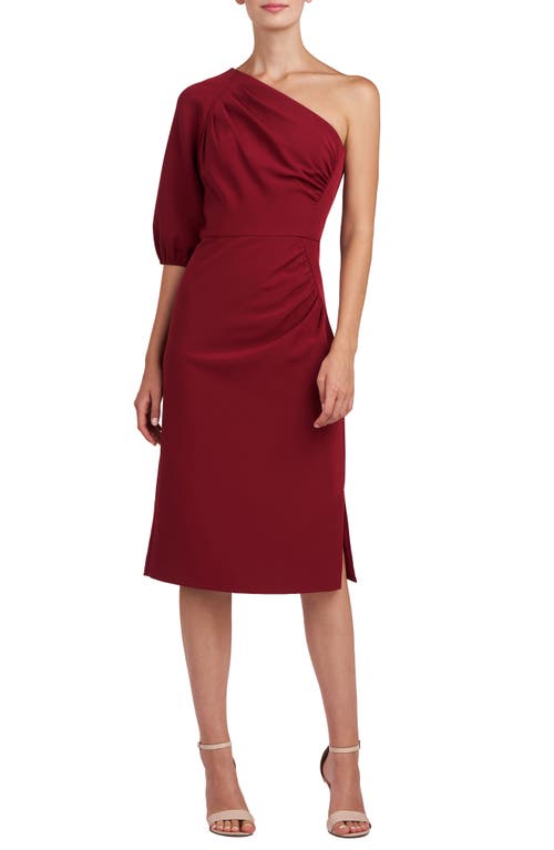 Brea One-Shoulder Sheath Cocktail Dress in Ruby Wine