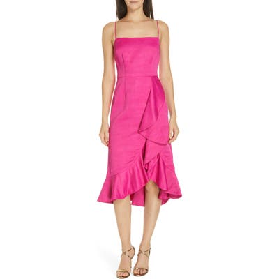 Amur Ashley Linen Blend Midi Dress, Pink