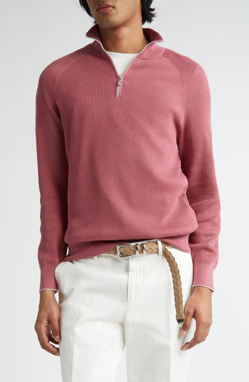 Brunello Cucinelli Rib Cotton Pullover In Pink