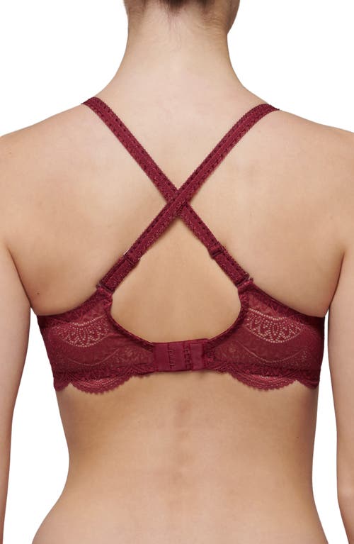 Shop Simone Perele Karma Underwire Lace Demi Bra In Spinel Red