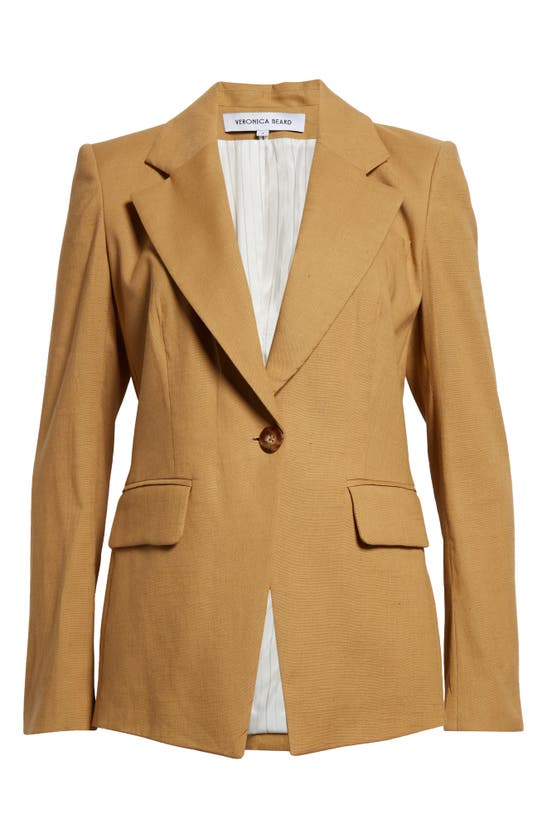 Shop Veronica Beard Hayward Linen Blend Dickey Jacket In Desert Khaki