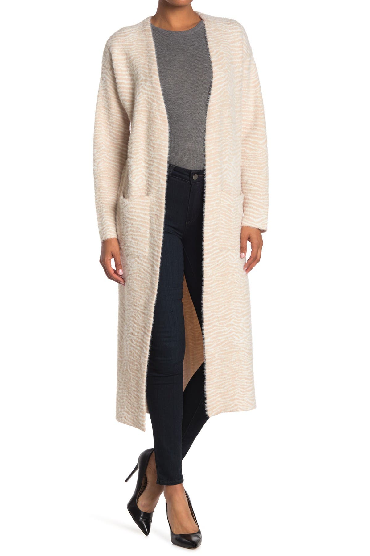zebra print long cardigan