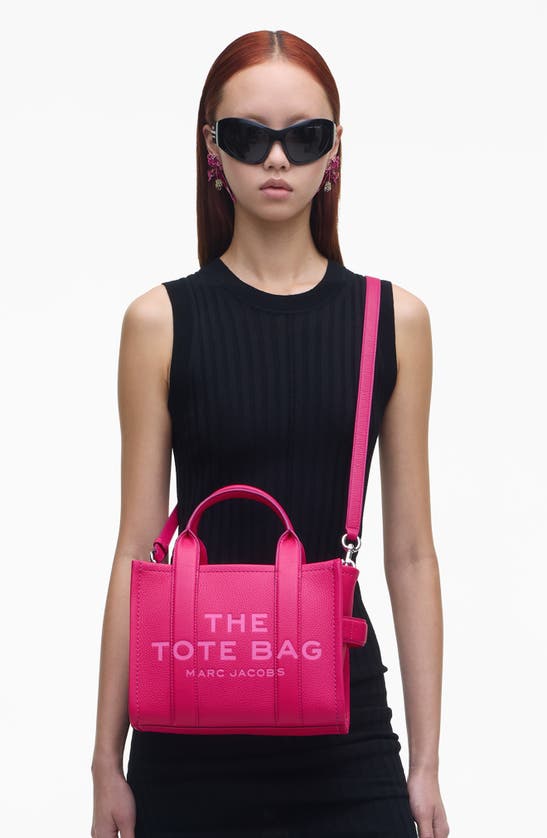 Shop Marc Jacobs The Leather Small Tote Bag In Hot Pink