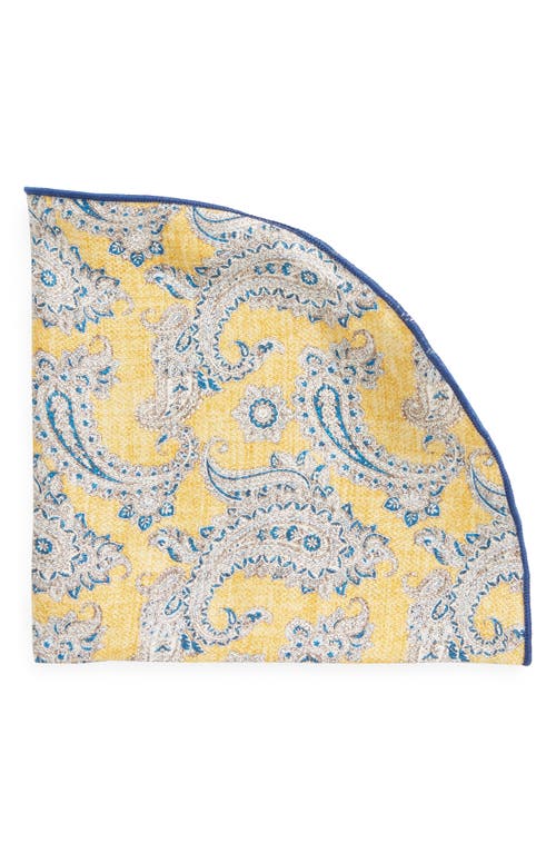 Paisley & Floral Print Reversible Silk Pocket Circle in Yellow