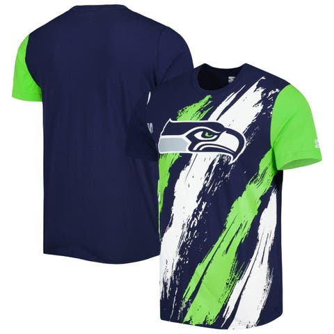 Seattle Seahawks Fanatics Branded Second Wind Raglan V-Neck T-Shirt -  College Navy/Neon Green