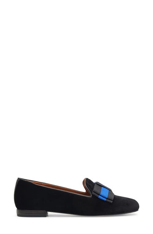 Jon Josef Gatsby Bow Velvet Venetian Loafer In Black Velvet