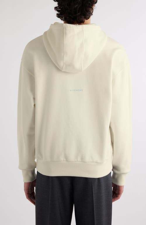 Shop Givenchy Embroidered Logos Boxy Fit Cotton Hoodie In Ivory