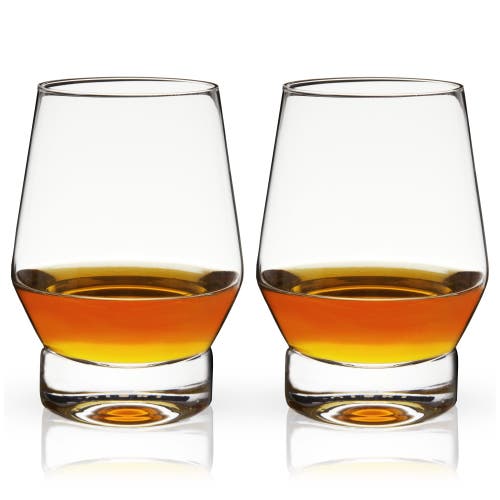 Viski Raye Crystal Heavy Base Whiskey Glasses Set Of 2 In Clear