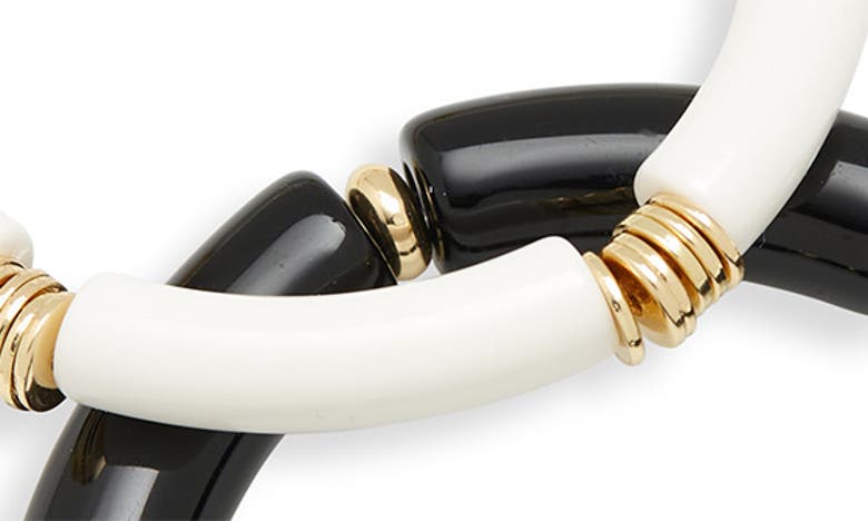 Shop Nordstrom Set Of 2 Resin Tube Stretch Bracelets In Black- White- Gold