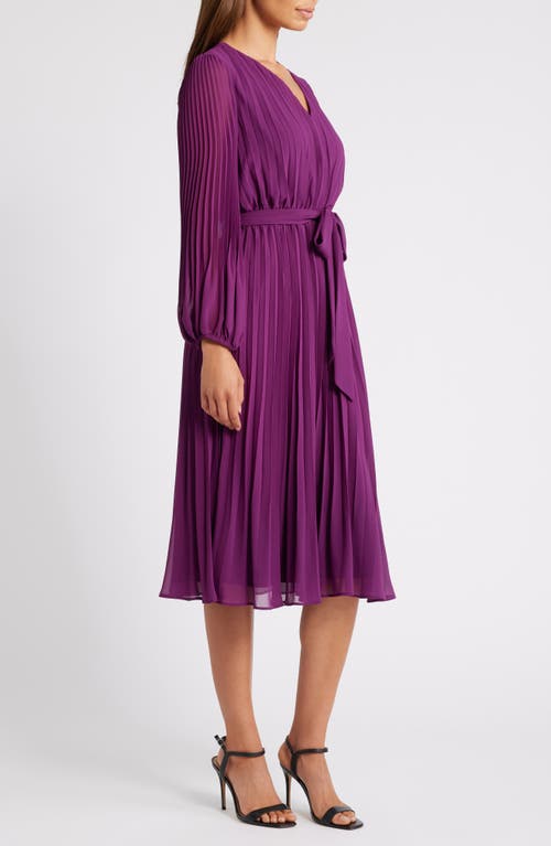 Shop Sam Edelman Pleated Long Sleeve Dress In Eggplant