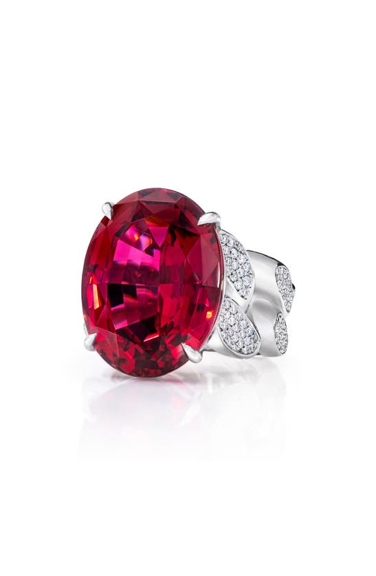 Shop Mindi Mond Rubellite Tourmaline & Diamond Ring In 18kwg