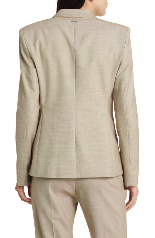 Hugo Boss Janeri Virgin Wool One-button Blazer In Deep Champagne Melange
