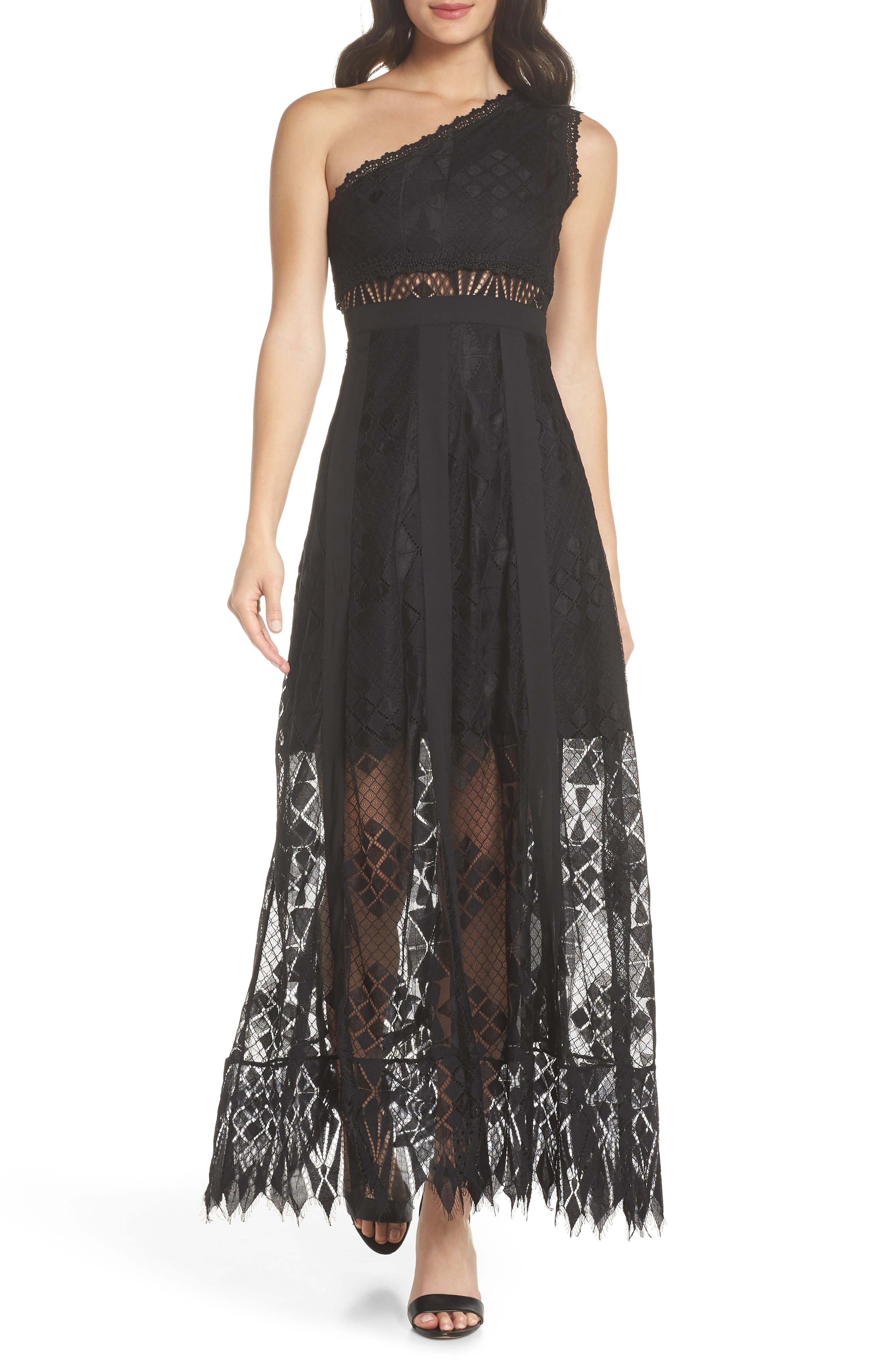 Foxiedox Juliet One-Shoulder Lace Gown | Nordstrom