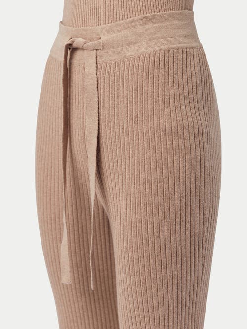 Gobi Mongolian Cashmere Drawstring Ribbed Cotton Silk Cashmere Blend Flares In Timber Wolf