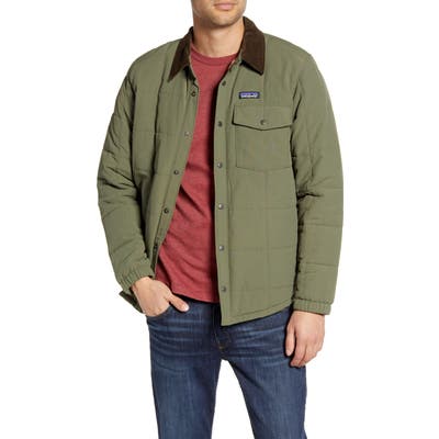 Patagonia Isthmus Wind Resistant Water Repellent Quilted Shirt Jacket, Green