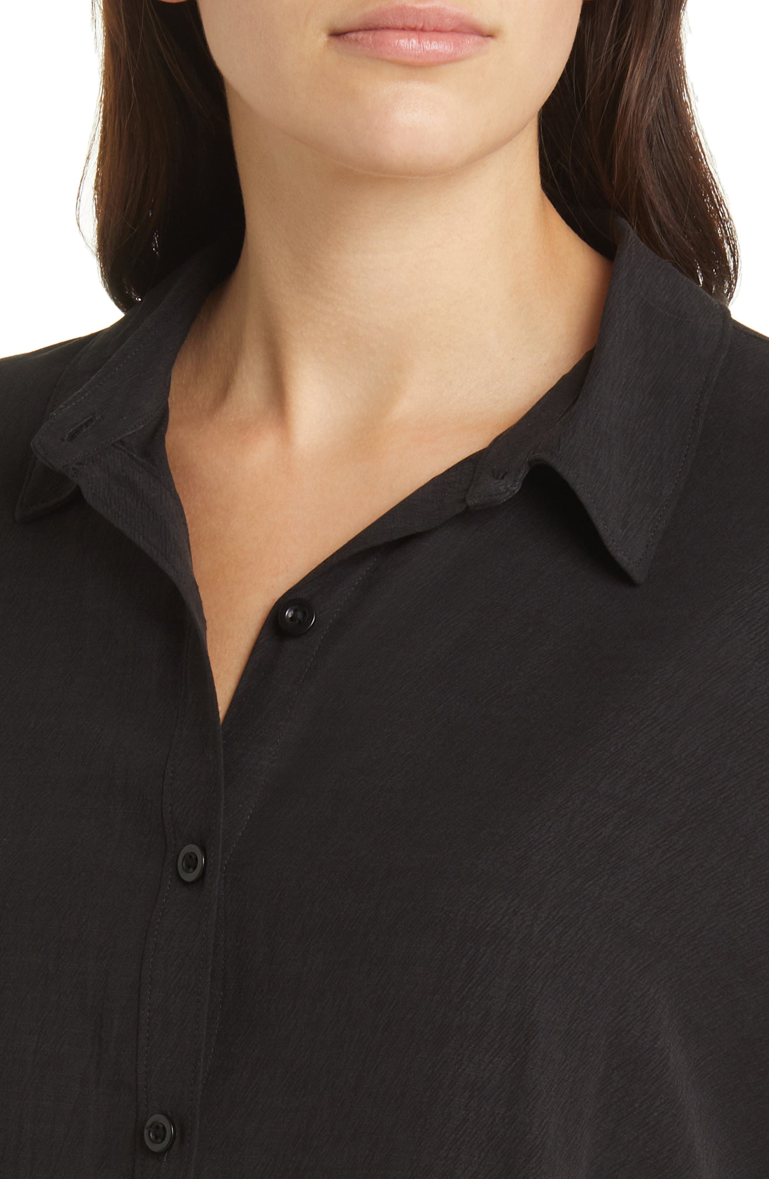 Madewell Lusterweave Hartfield Crop Shirt in True Black