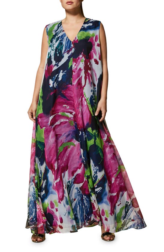 Marina Rinaldi Plus Size Dolce Sleeveless Abstract-print Dress In Pink