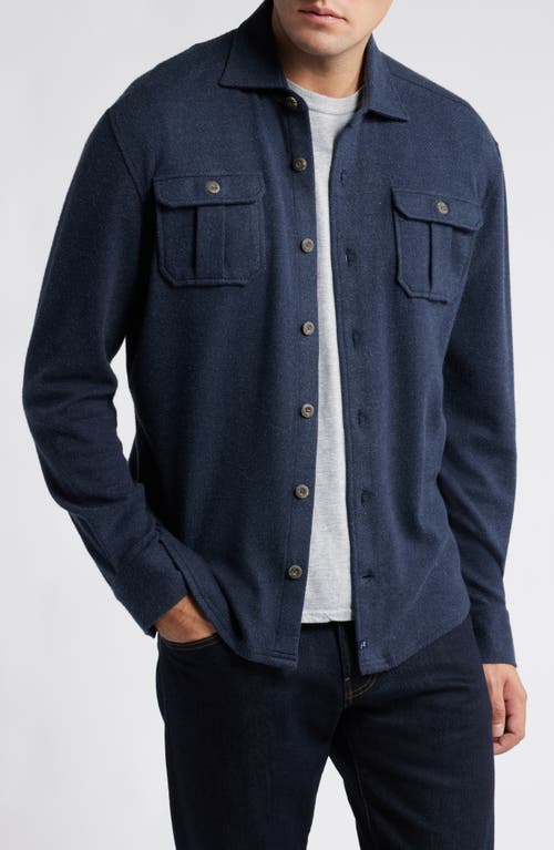 Shop Johnnie-o Briggs Knit Flannel Button-up Shirt In Navy