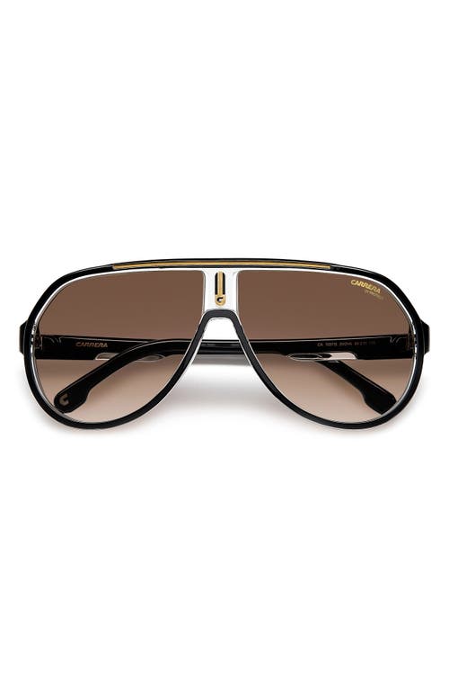 Shop Carrera Eyewear 64mm Oversize Gradient Aviator Sunglasses In Black Gold/brown