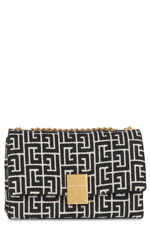 Shop Balmain Small 1945 Soft Monogram Jacquard Crossbody Bag In Gfe Ivory/black