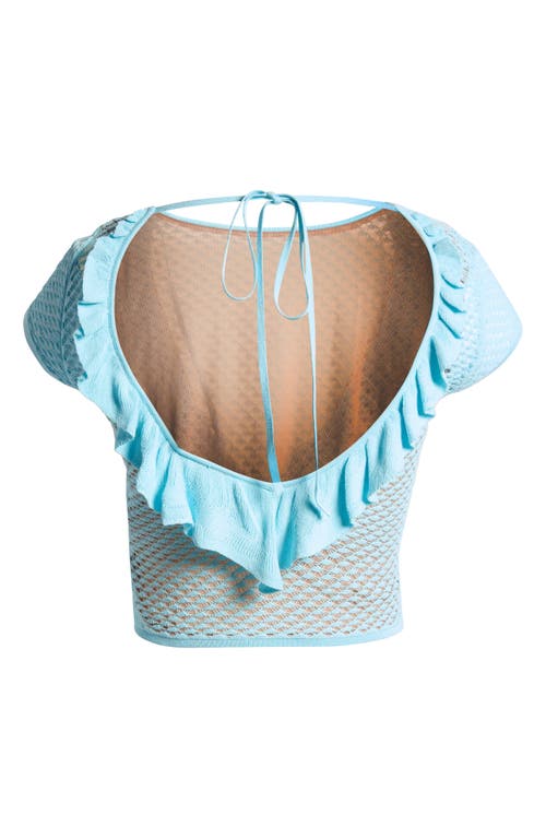 MISTRESS ROCKS MISTRESS ROCKS RUFFLE KNIT OPEN BACK CROP TOP