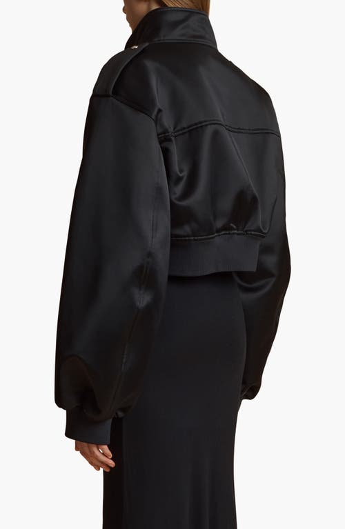 Shop Khaite Kember Satin Crop Jacket In Black