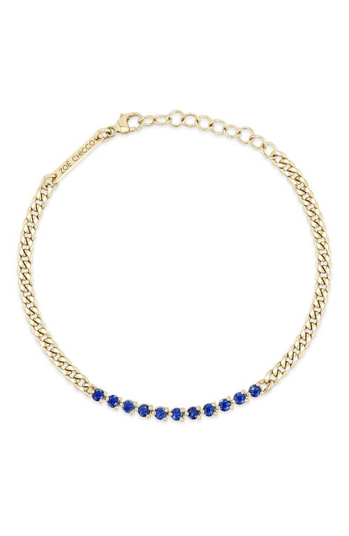 Zoë Chicco Blue Sapphire Tennis Bracelet in Yellow Gold at Nordstrom, Size 7
