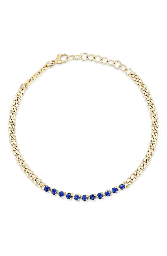 Zoë Chicco Blue Sapphire Tennis Bracelet In Gold