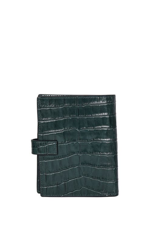 Shop Hyer Goods Upcycled Leather Passport Wallet In Forest Green Croc